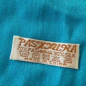 Pascolina Turquoise Blue Pashmina Silk Blend Scarf Shawl Wrap